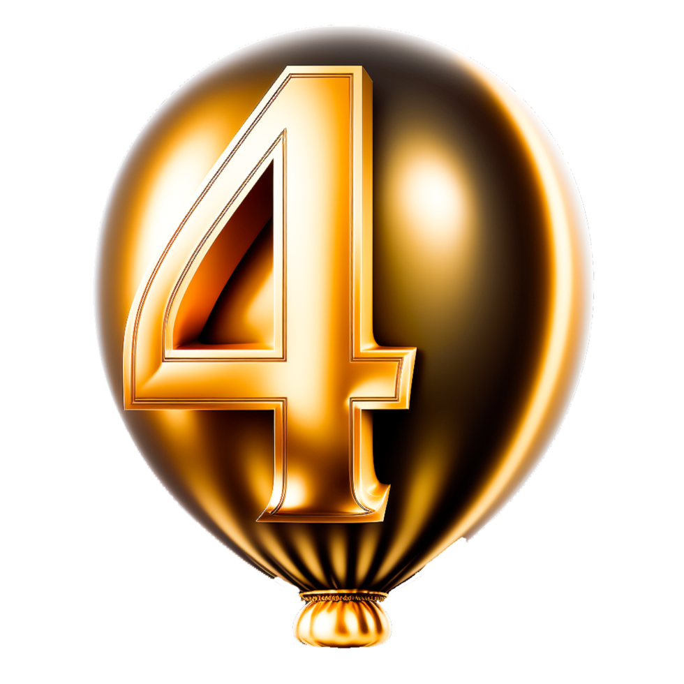 Foil balloon number 4 golden png