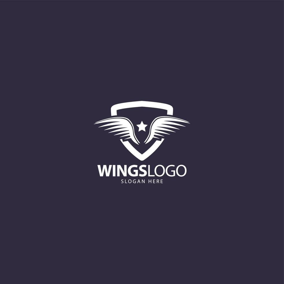 wings star brand company logo with shield vector