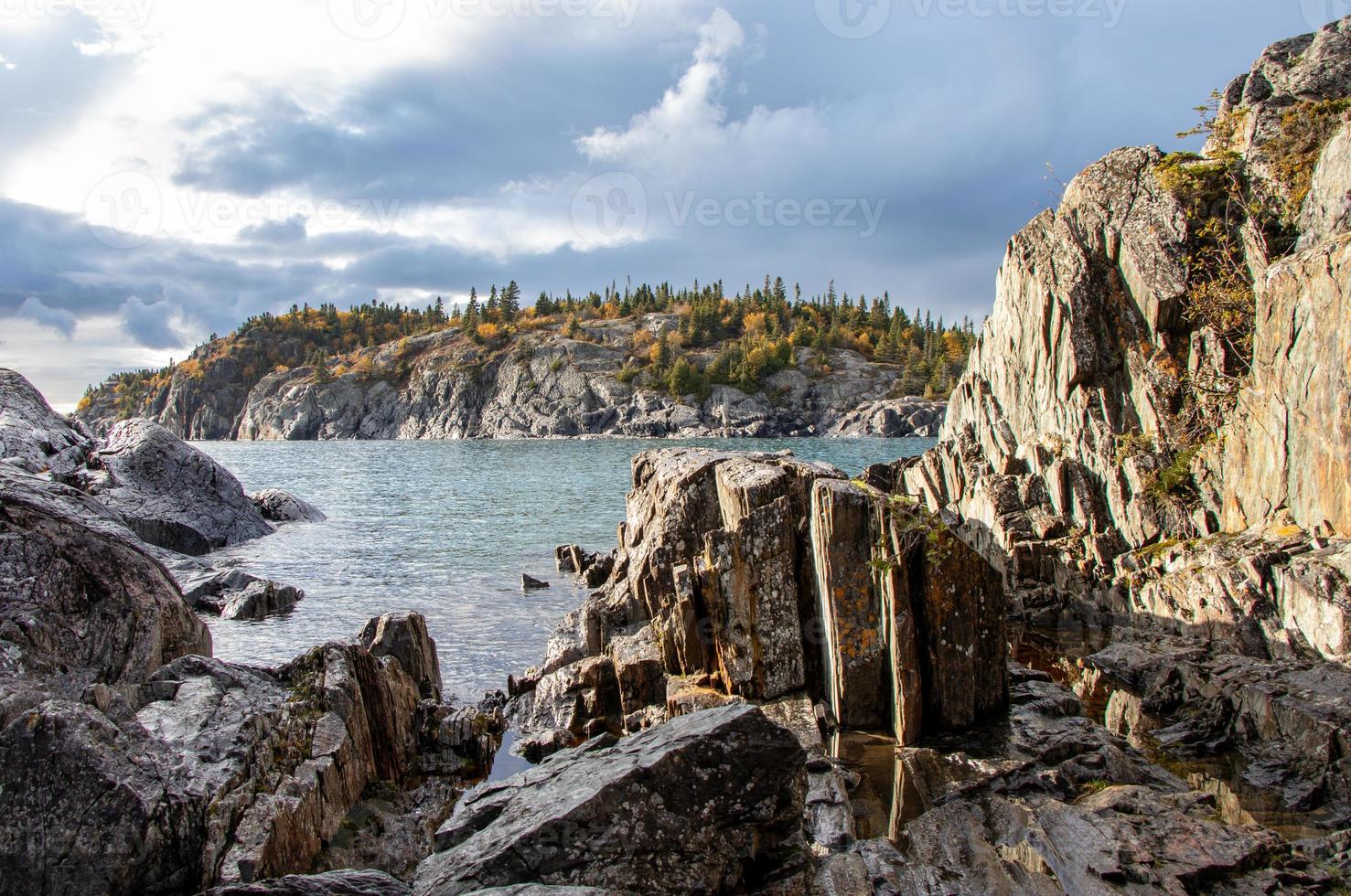 Rugged shore of Lake Superior at Pukaskwa National Park, Marathon, Ontario photo