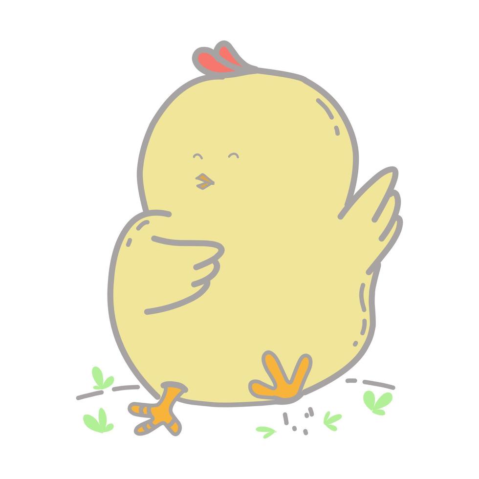 Illustration of cute yellow chick cartoon, happy vector