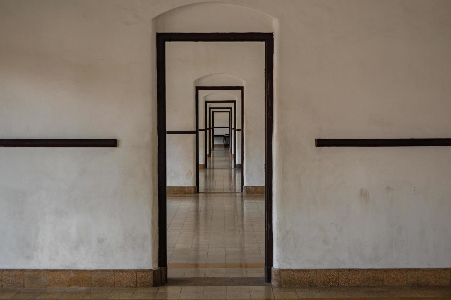 Corridor Inside the old mansion on the down town Semarang Central Java. The photo is suitable to use for travel destination, holiday poster and travel content media.