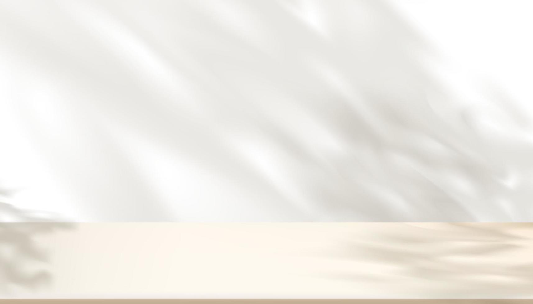 3d blanco pared antecedentes monitor con sombra hojas cubrir en beige piso habitación, transparente suave ligero fo ramas hoja,concepto para orgánico cosmético producto presentación,venta,online en primavera verano vector