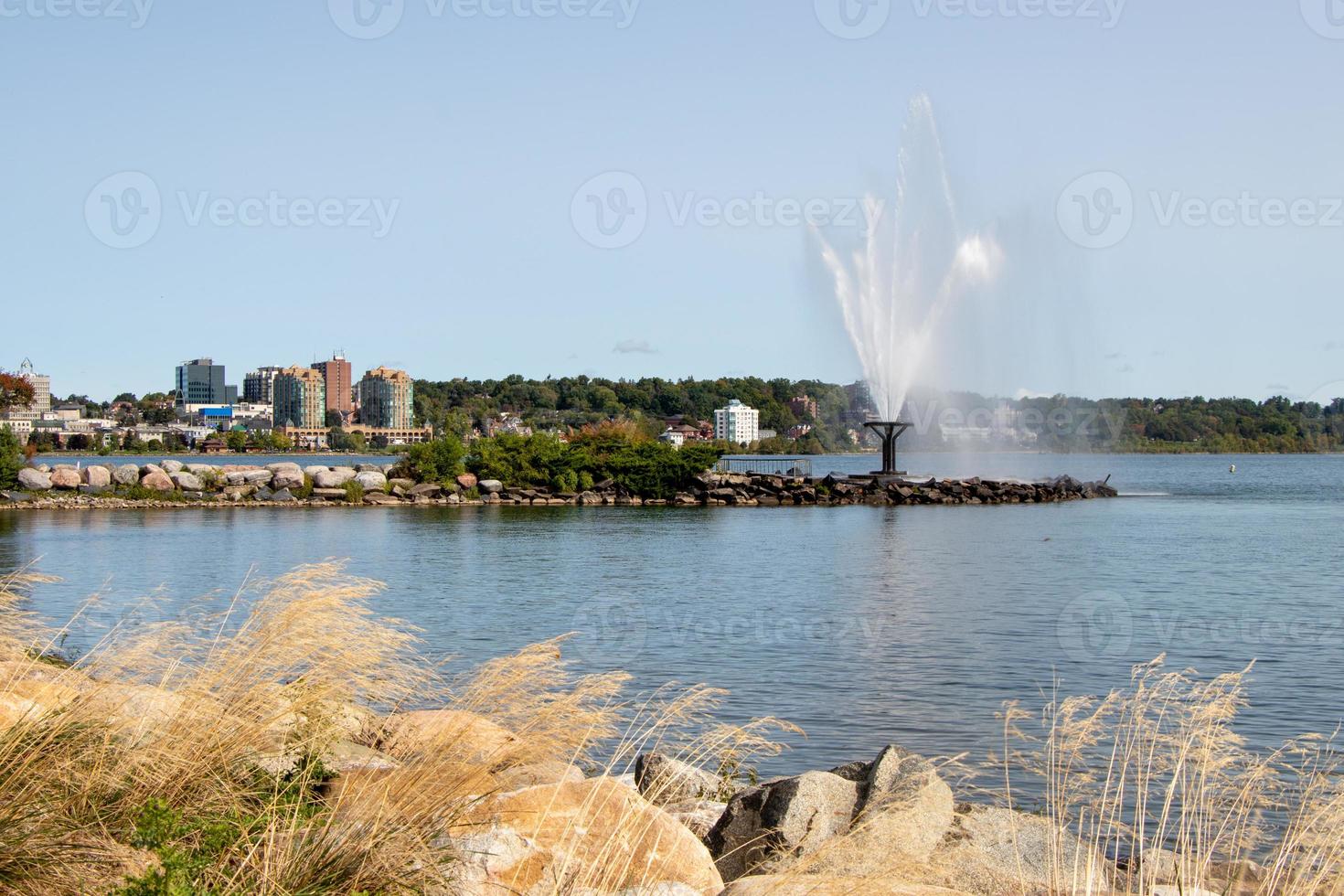 The fountain at Centenial Beach, Barrie, Ontario photo