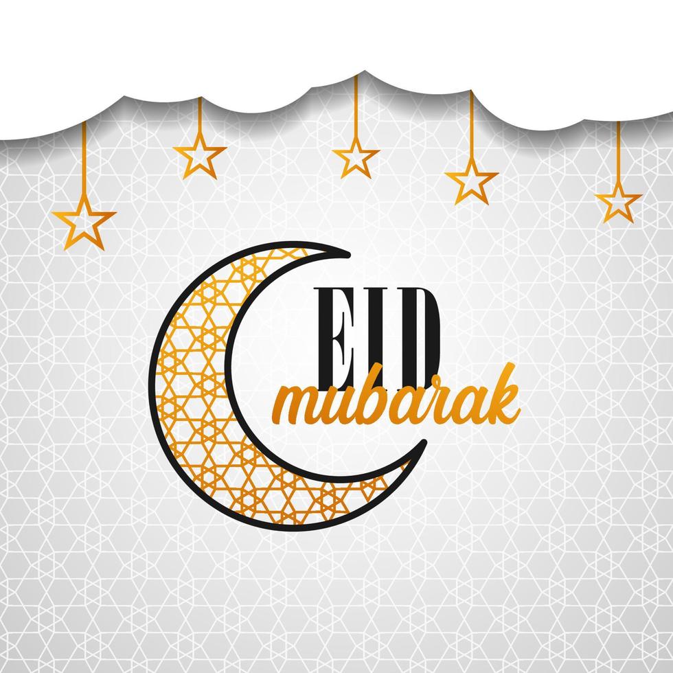 Eid mubarak mandala pattern and stars hang and eid invitation greeting card with islamic social media banner vector