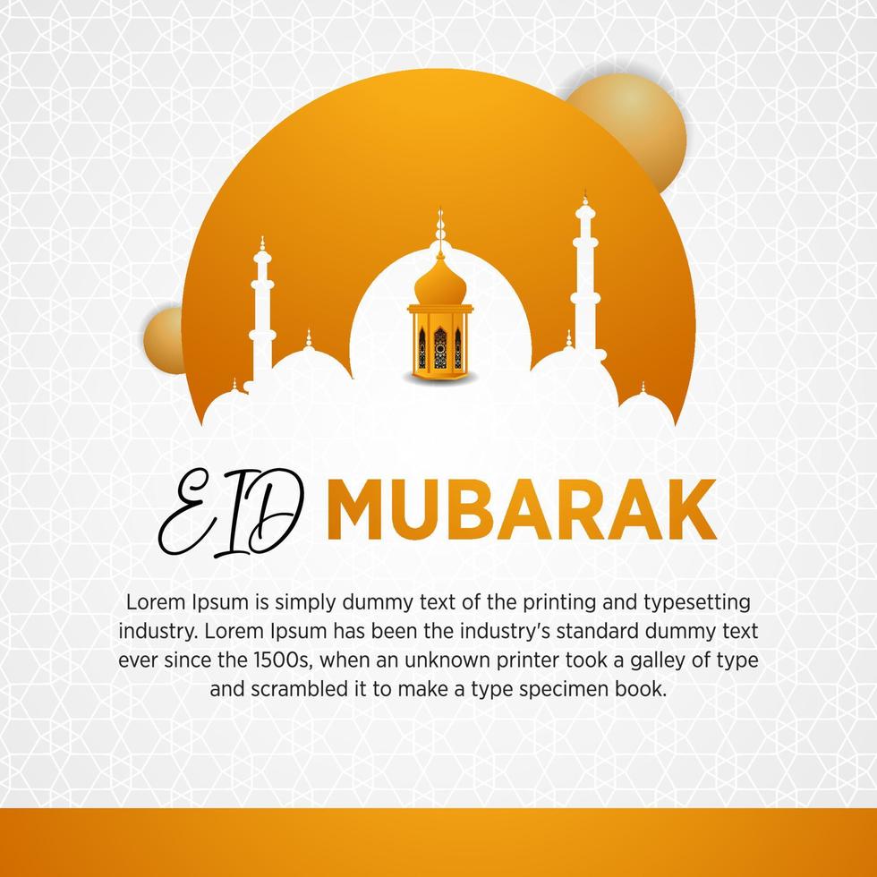 Eid mubarak mandala pattern and stars hang and eid invitation greeting card with islamic social media banner vector