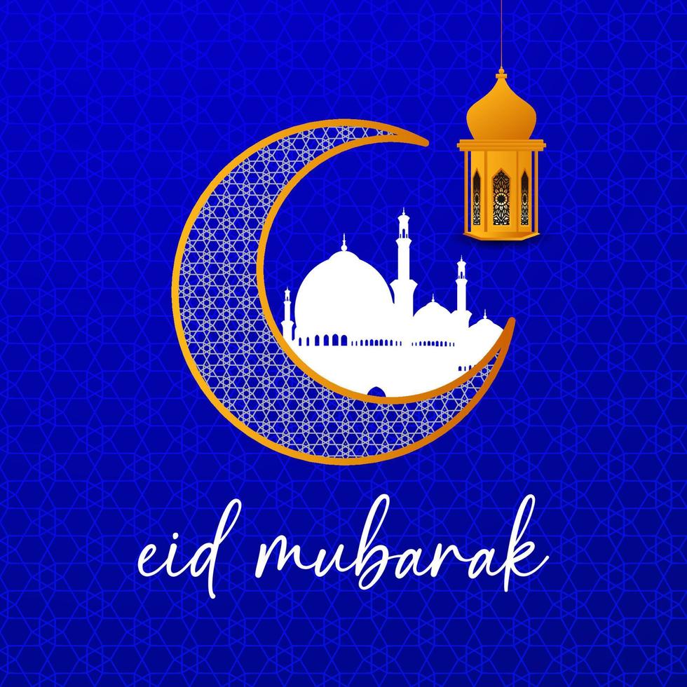 Eid mubarak mandala pattern and stars hang and eid invitation greeting card with islamic social media banner vector