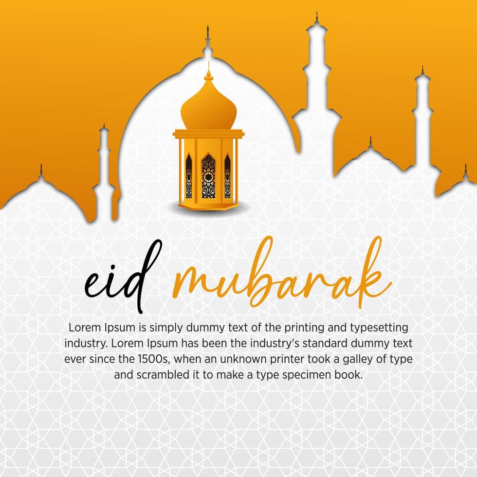 Eid mubarak mandala pattern and stars hang and eid invitation greeting card with islamic social media banner vector