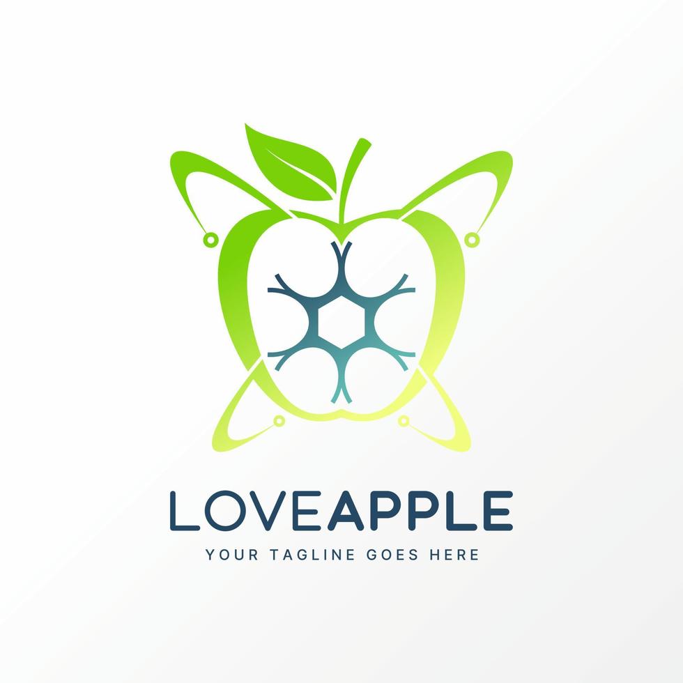 Logo design graphic concept creative premium free vector stock unique apple fruit with orbit atom swoosh cells body. Related to vegan healthcare tech