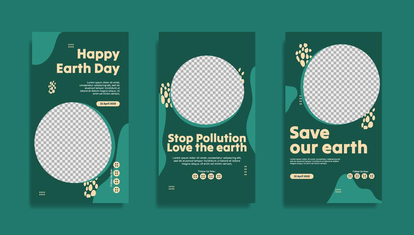 World earth Day social media stories template design vector