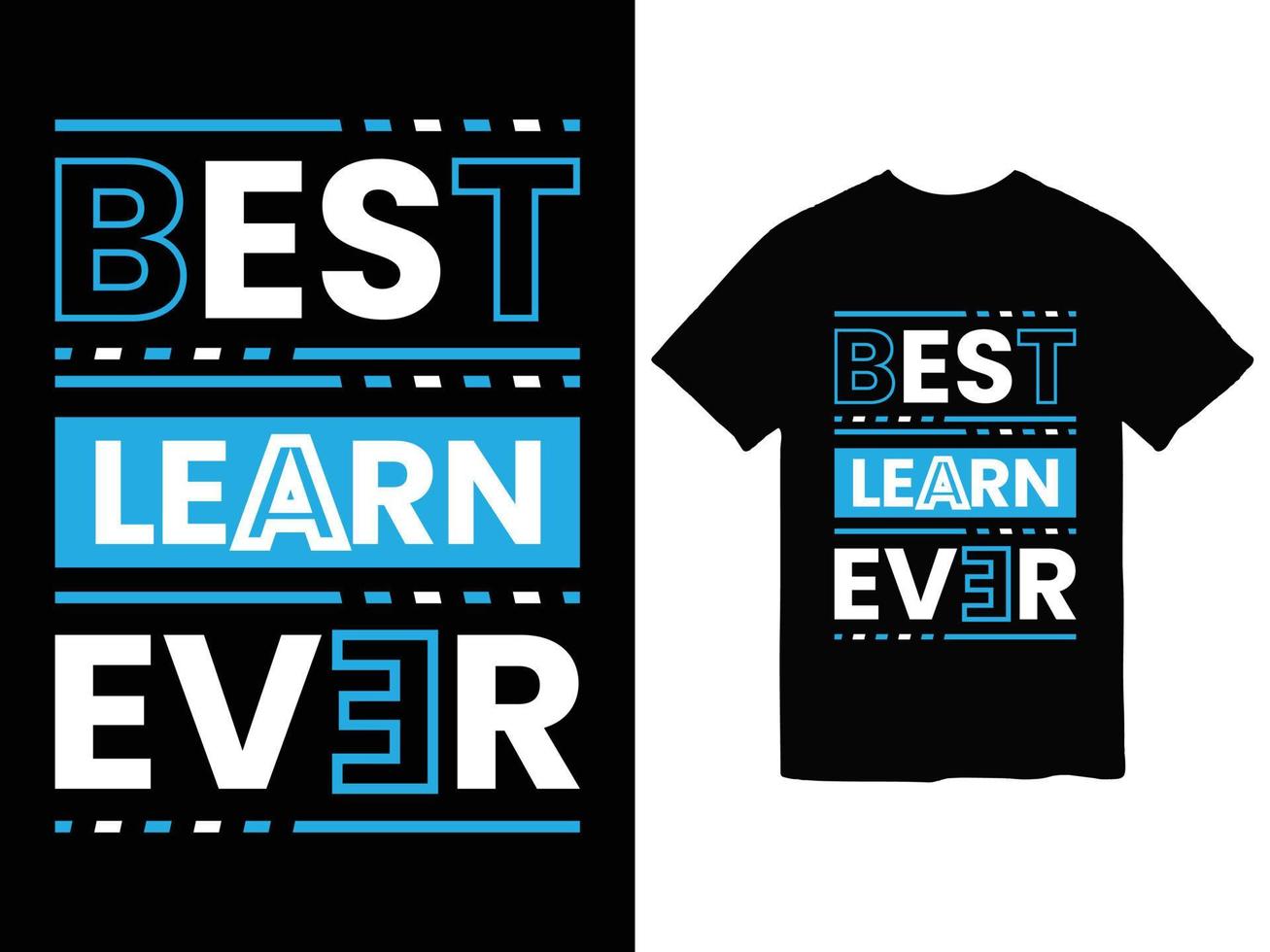 A black and white t-shirt with blue and white text typography vector