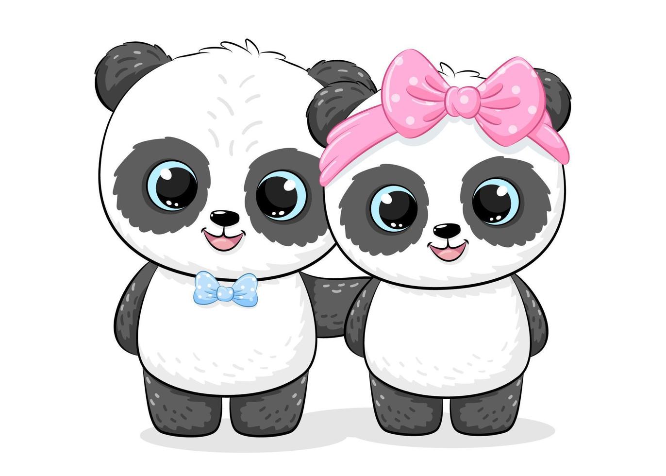 linda bebé chico y bebé niña panda. vector ilustración para bebé ducha, saludo tarjeta, fiesta invitación, Moda ropa camiseta impresión.