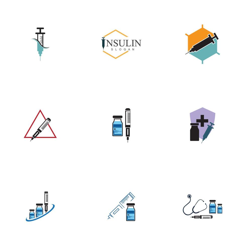 insulina inyección icono ilustración sencillo diseño elemento vector logo modelo