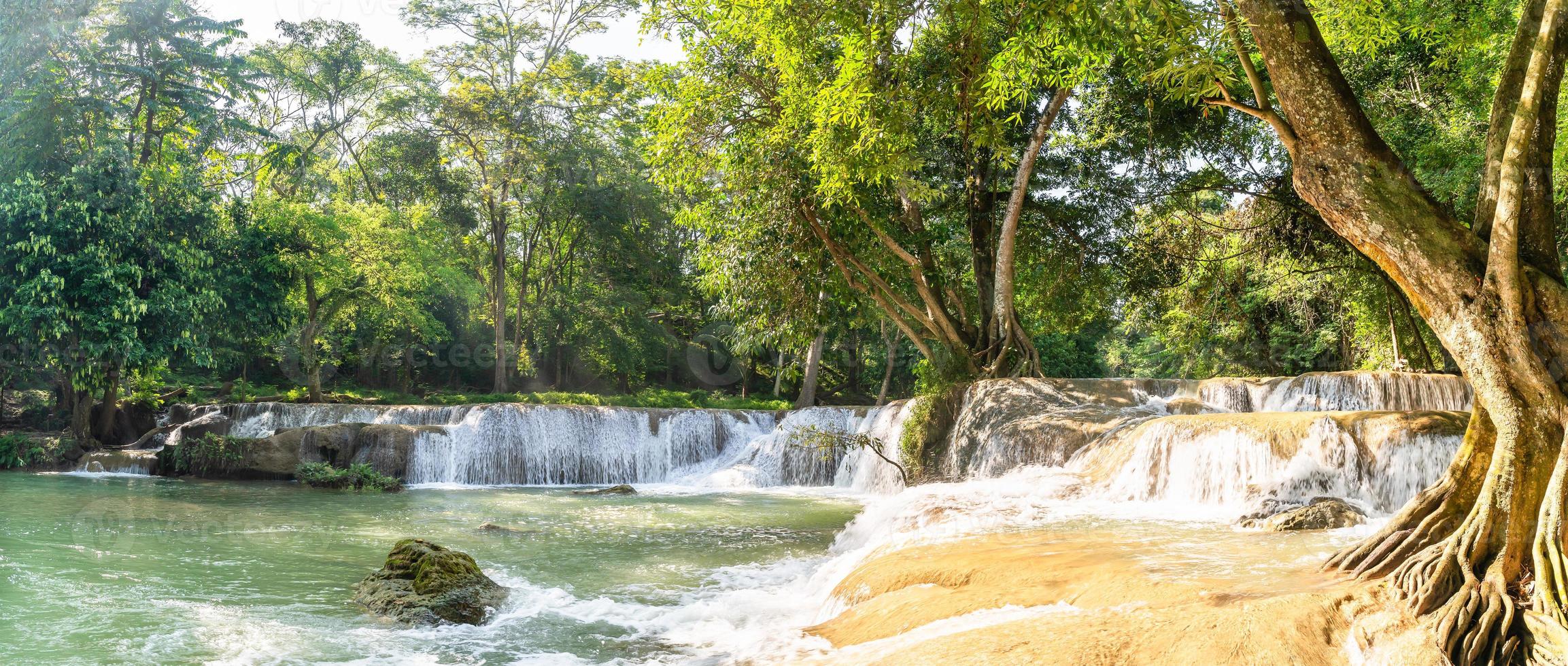 Panorama Waterfall on the mountain in tropical forest photo