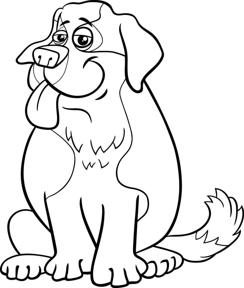 dibujos animados Santo Bernardo de pura raza perro personaje colorante página vector