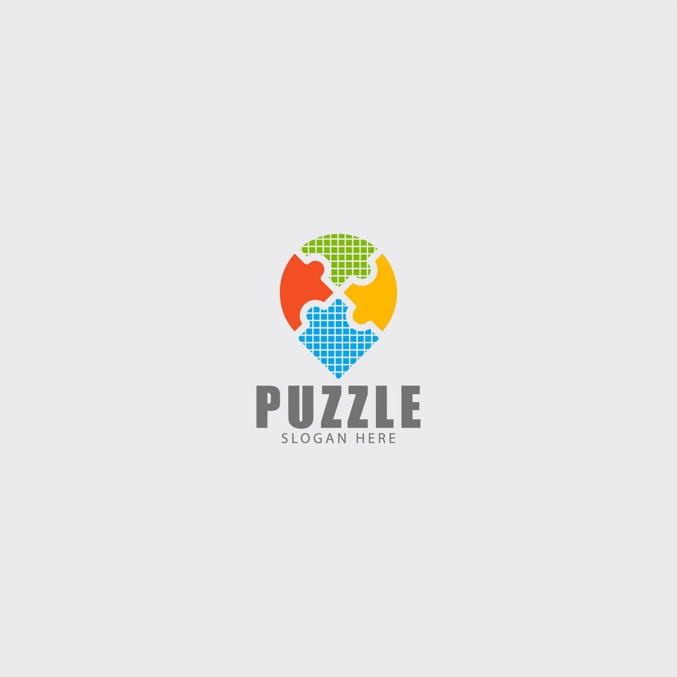 funny puzzle colorful logo branding vector