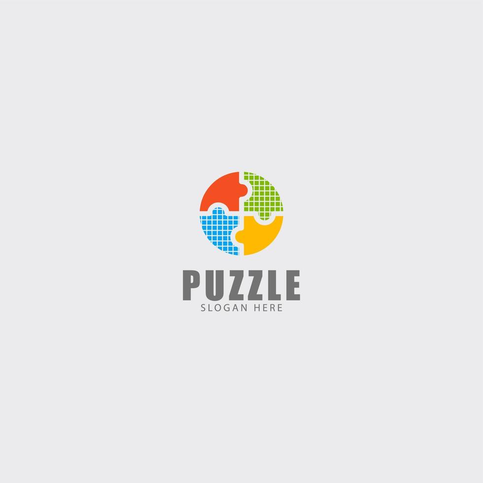 funny puzzle colorful logo branding vector