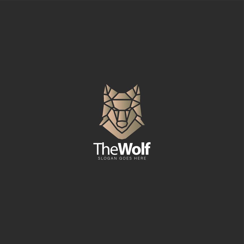 wolf head geometric polygon line logo branding vector