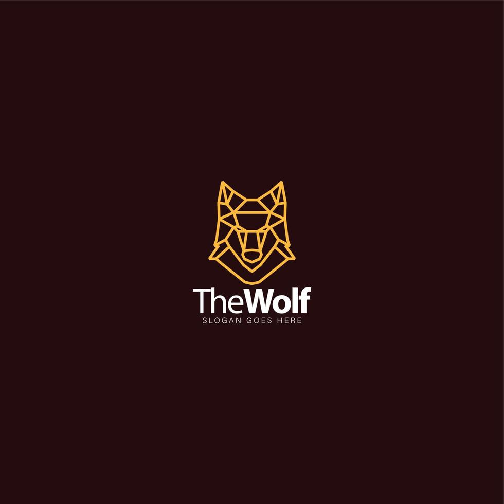 wolf head geometric polygon line logo branding vector