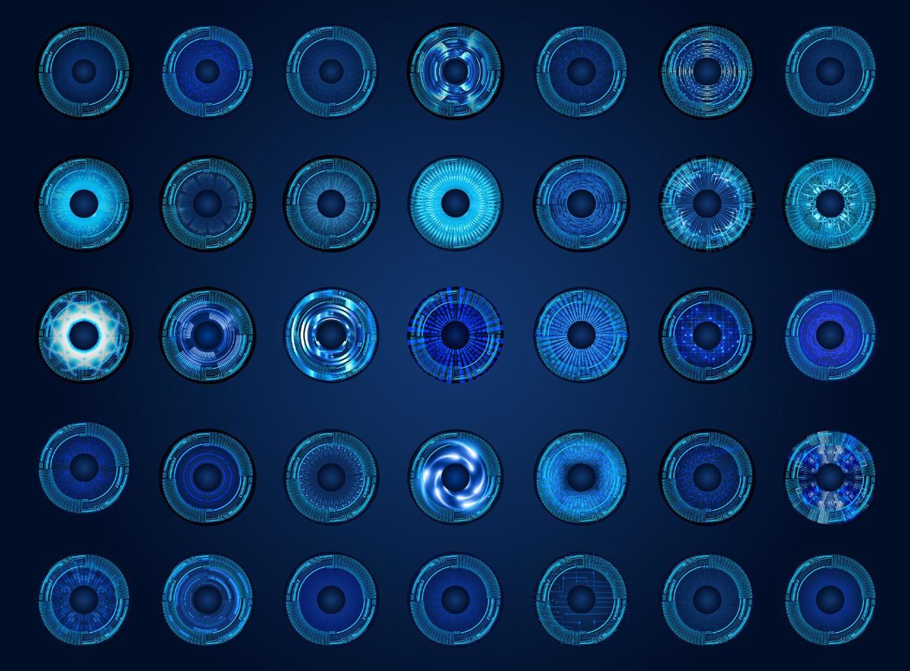 Modern Cybersecurity Technology Icon Pack with Eyes vector