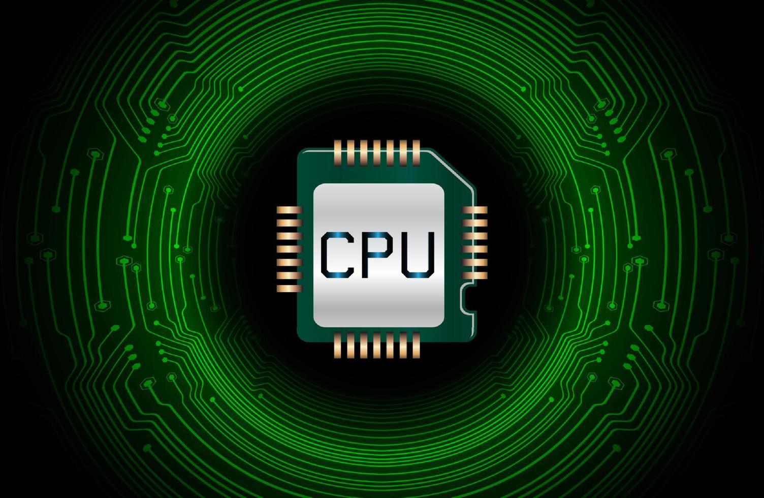 Modern Cybersecurity CPU Chip on Technology Background vector