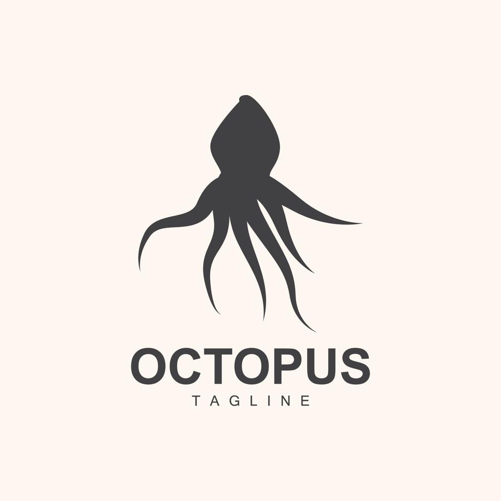 Octopus Logo, Simple Line Design, Sea Animal Vector Japanese Seafood Ingredient, Icon Symbol Illustration