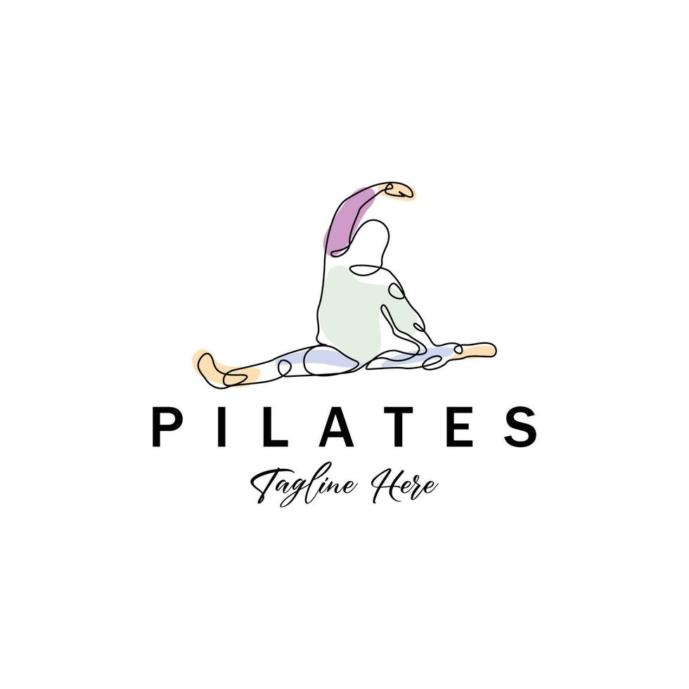 pilates sentado pose logo icono símbolo un ejercicio de yoga calmante que mueve todo el cuerpo vector