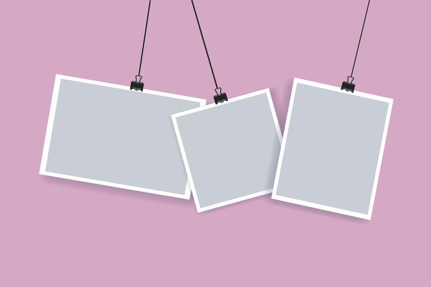 Hanging photo frames in various shapes vector