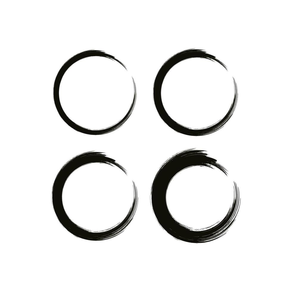 set of black enso zen circle on white background. Vector illustration