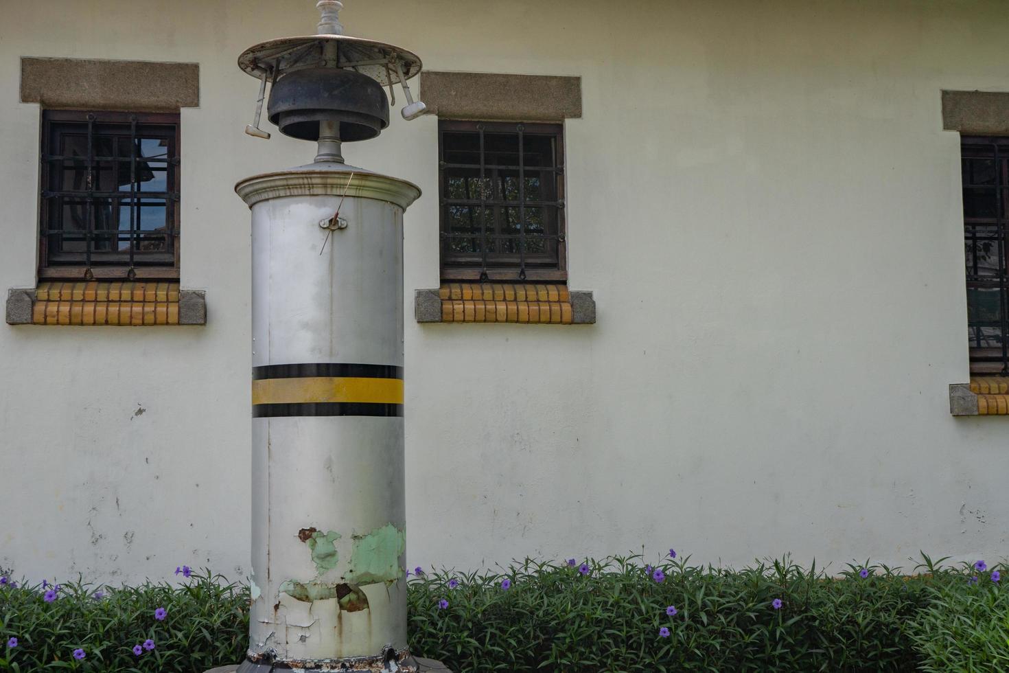 Old bell steam alarm for railway station. The photo is suitable to use for travel destination, holiday poster and travel content media.