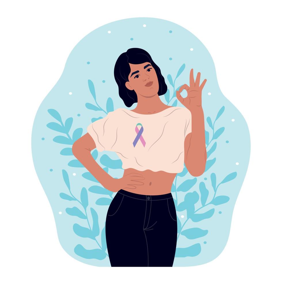 World thyroid day. Thyroid awareness ribbon. World thyroid day. African-American woman and symbol of women's health. January is thyroid awareness month concept design. vector