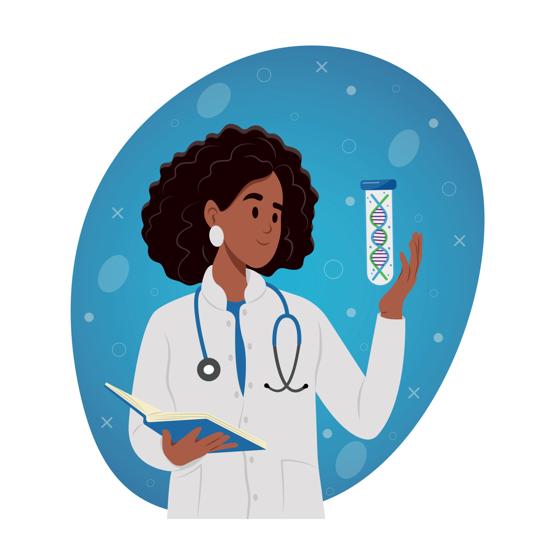 National DNA Day. April 25. A laboratory technician examines human DNA