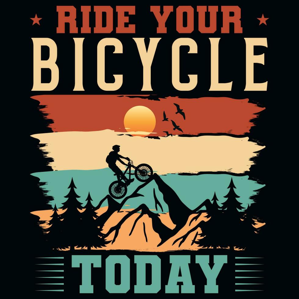 montaña bicicleta montando aventuras gráficos camiseta diseño vector