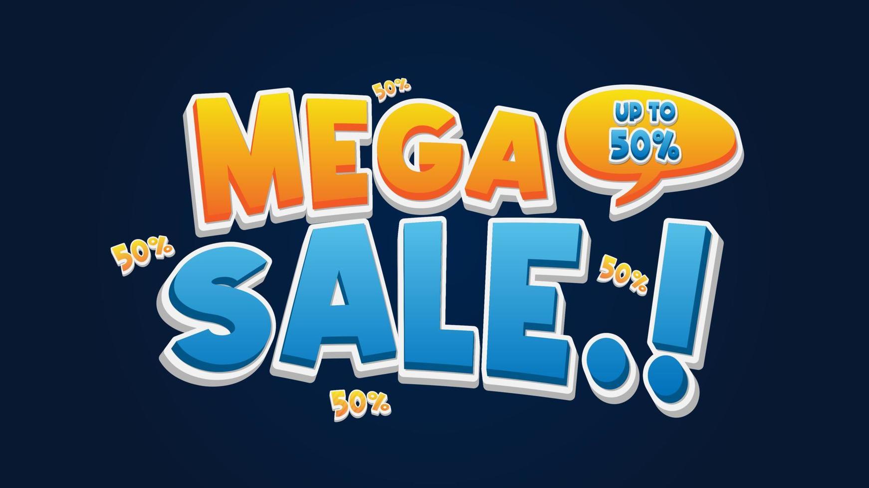 Mega Sale 3D Typography Style vector