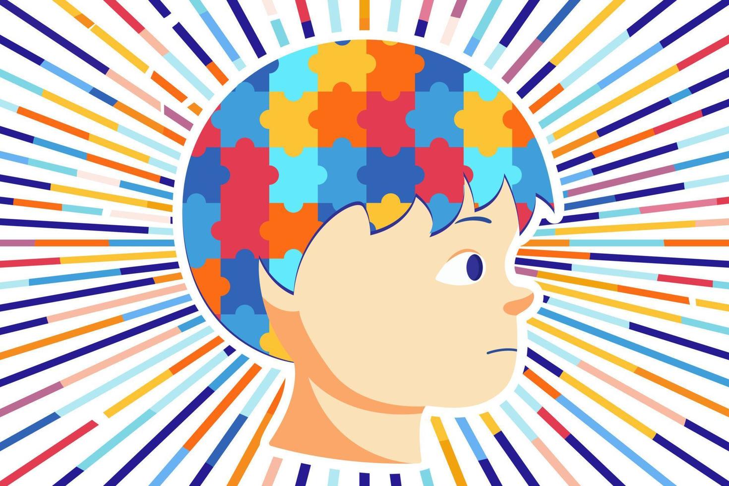 Illustration for World Autism Awareness Day. Heart with a puzzle banner. Mental Spectrum Disorders, Health, Vector