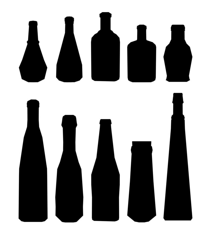 Shape of silhouette of bottle for alcohol, beer, kvass, waters. Outline of a container for storing liquid vector