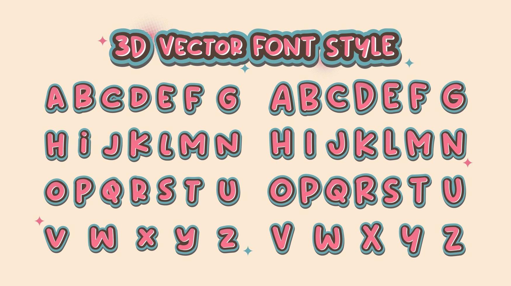 3D Alphabet Typography Style in Funny and Cute Moment vector