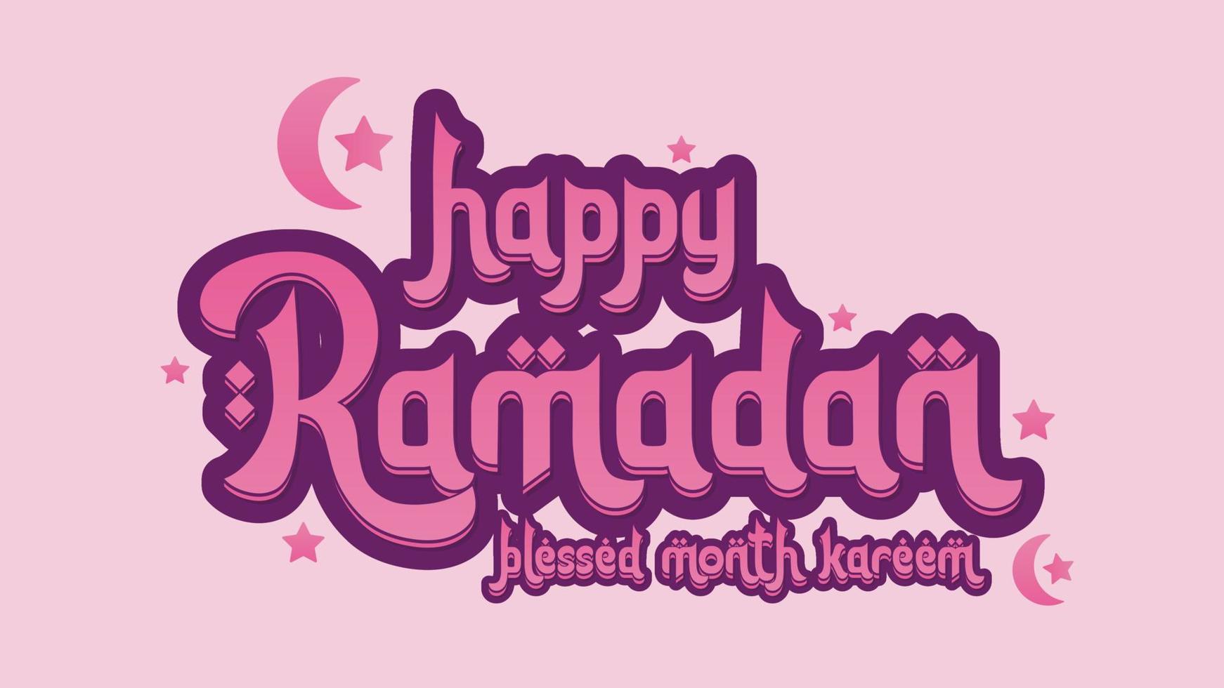 Happy Ramadan Kareem 3D Style Typography vector