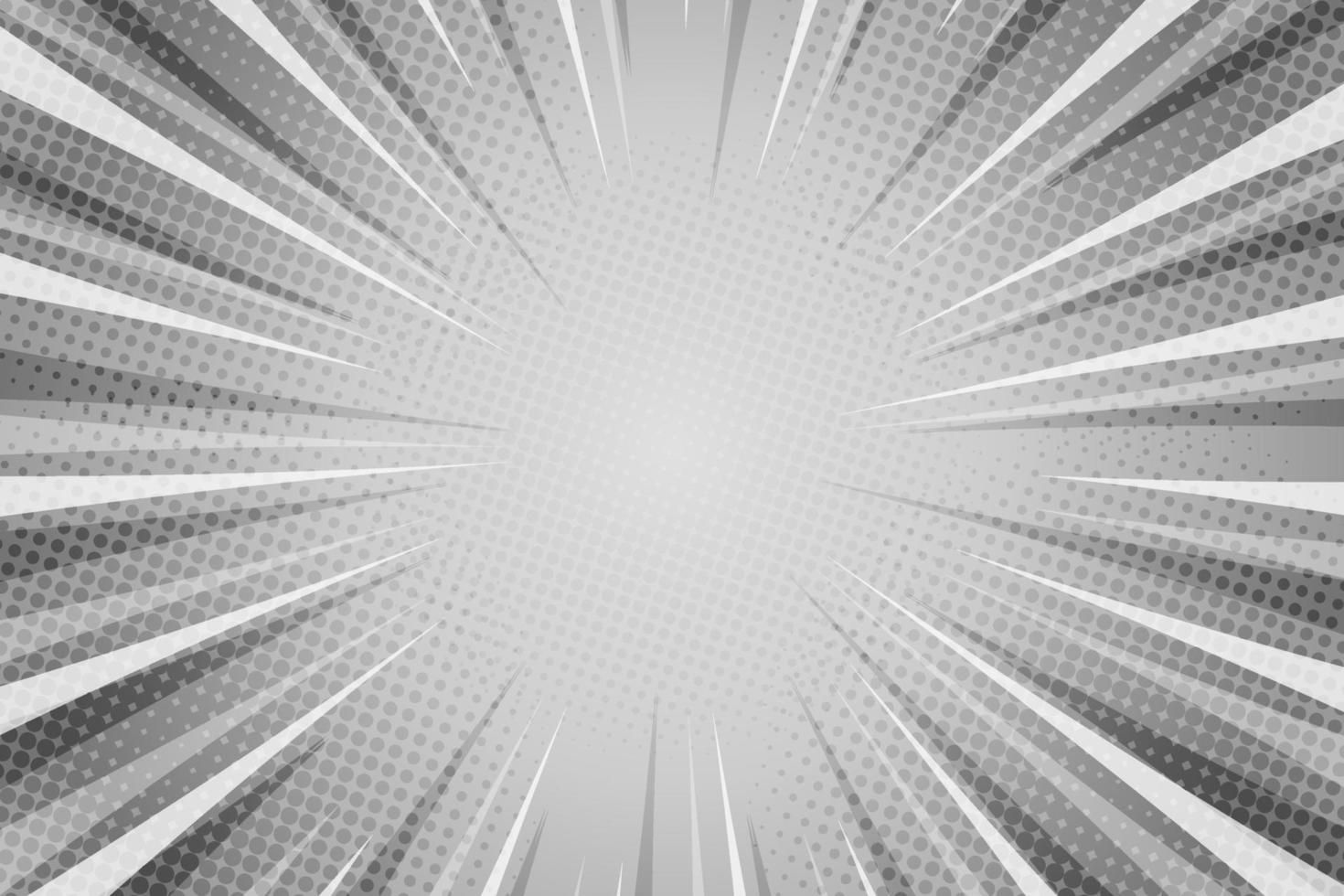 Gray comic pop art style background with rays pattern vector