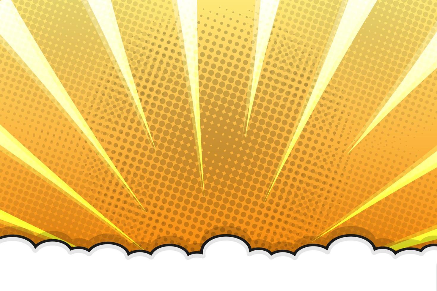 Cartoon comic book yellow background with sun rays vector