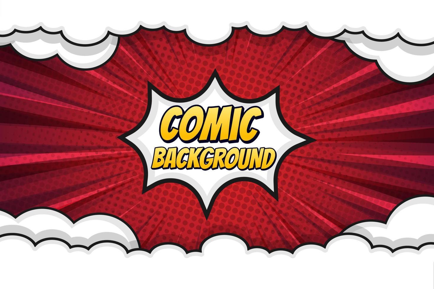 Red rays comic style retro background with speech bubble vector