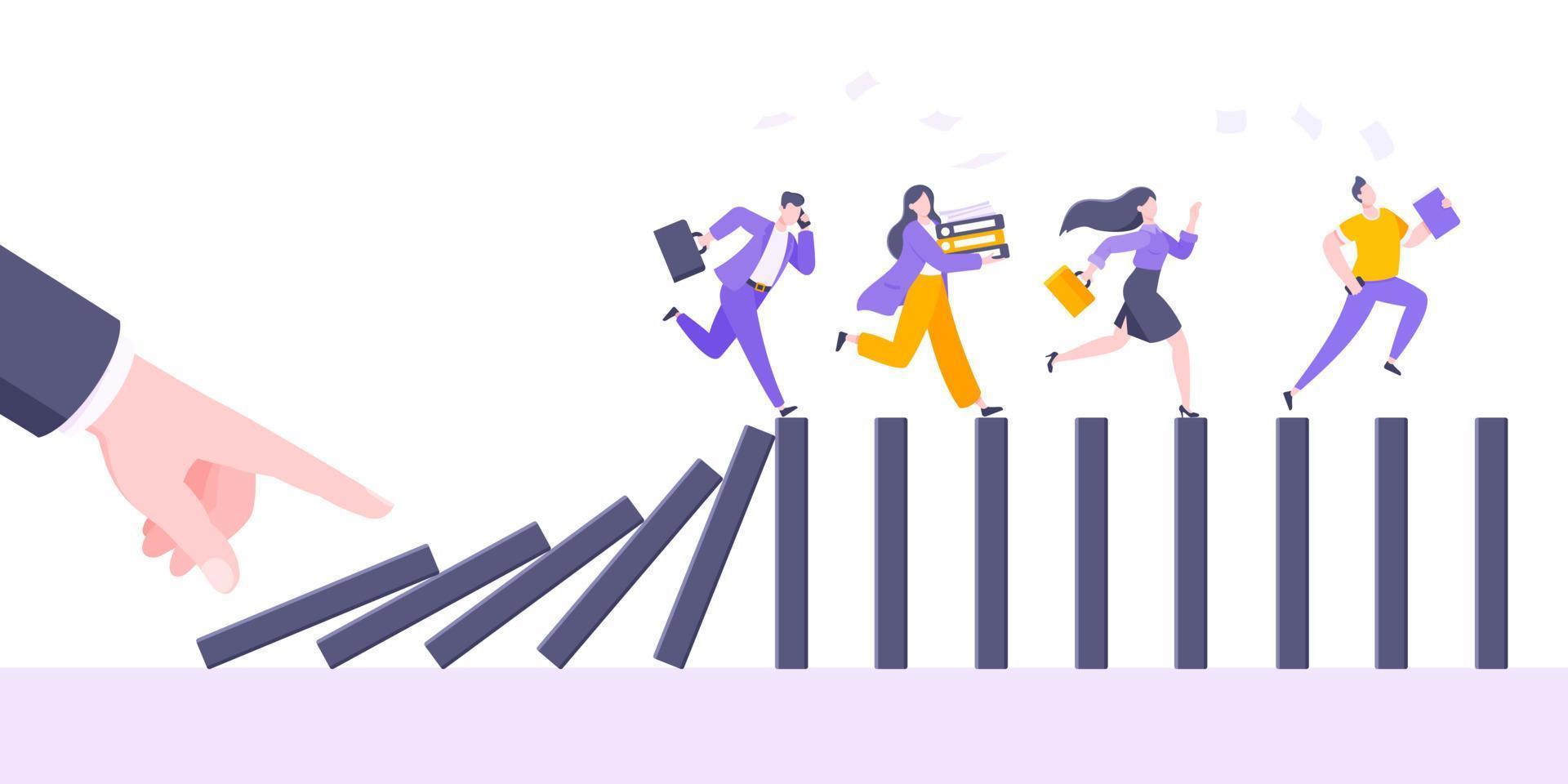 Domino effect or business cowardice metaphor vector illustration concept.