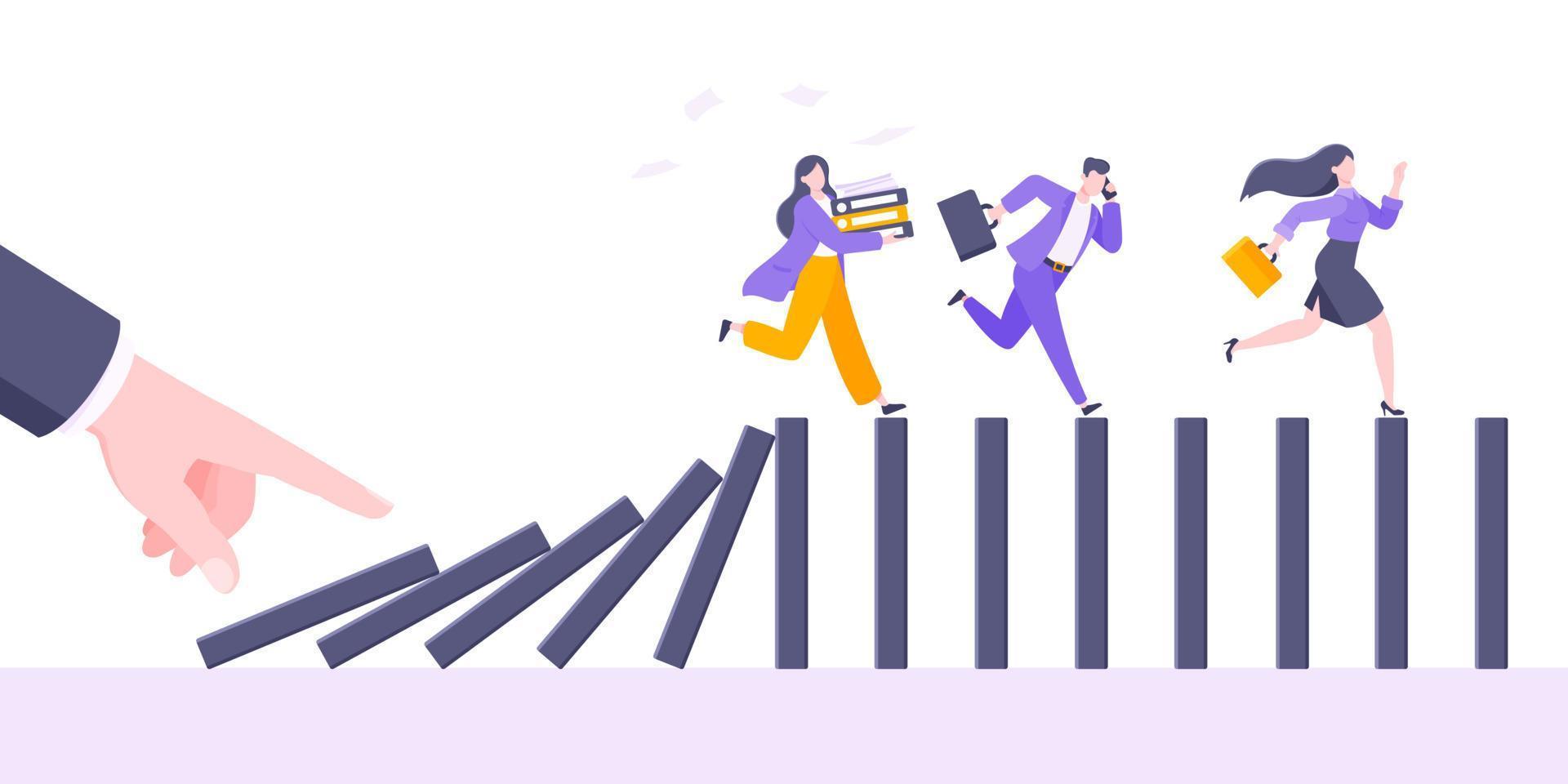 Domino effect or business cowardice metaphor vector illustration concept.