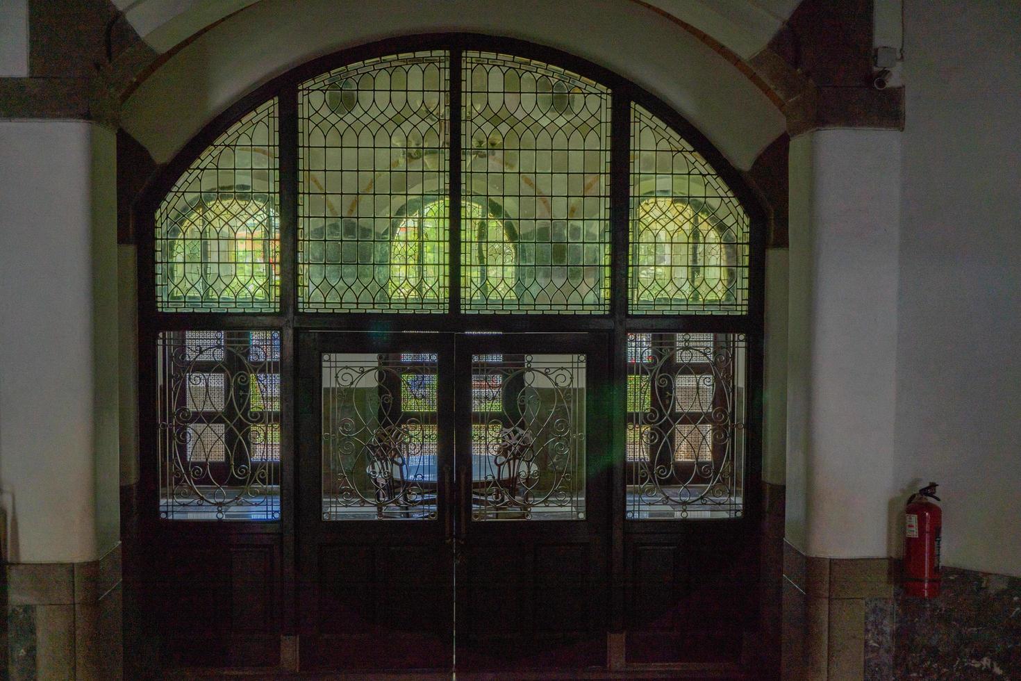 Interior doors with ornament on old mansion lawang sewu Semarang Central Java. The photo is suitable to use for travel destination, holiday poster and travel content media.