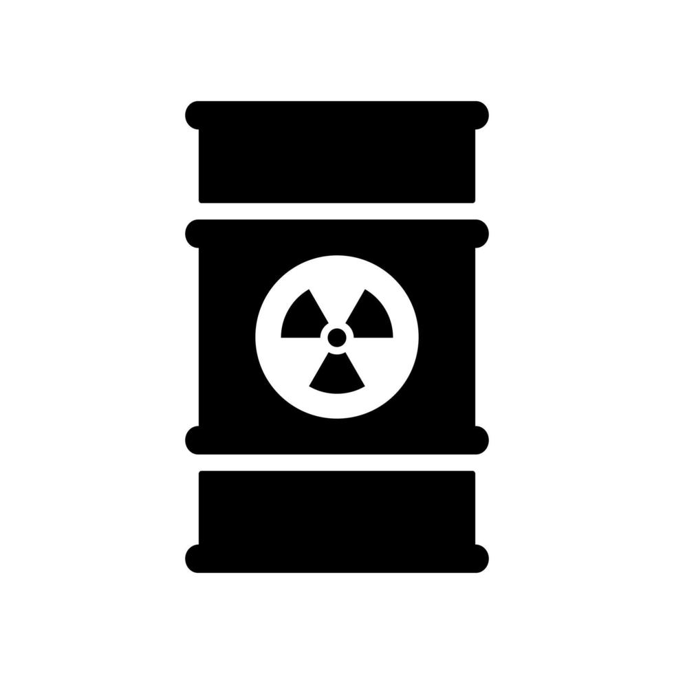 Barrel with radioactive and toxic waste icon. Iron container with fossil fuels and raw materials as industrial symbol for environmental pollution and gasoline vector production