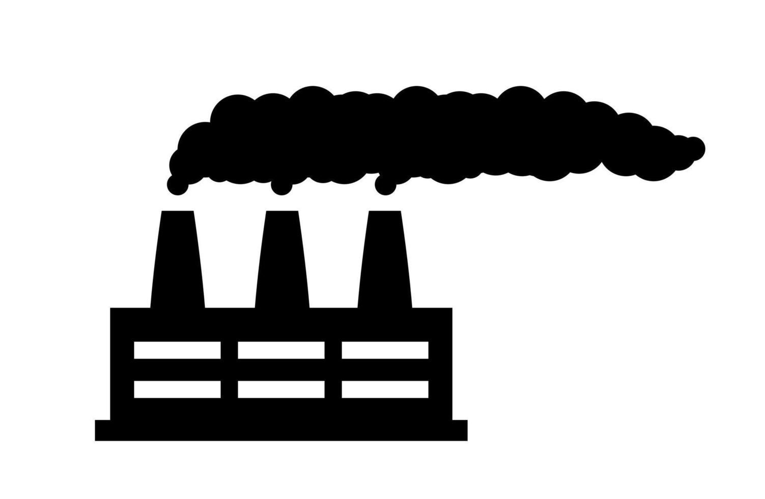 de fumar industrial complejo fábrica icono. sucio producción destruyendo ecología con aire contaminación y poderoso tóxico emisiones dentro vector atmósfera