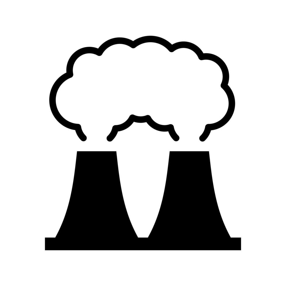Smoking pipes of thermal power plant icon. Dirty production destroying ecology with air pollution and powerful toxic emissions into vector atmosphere