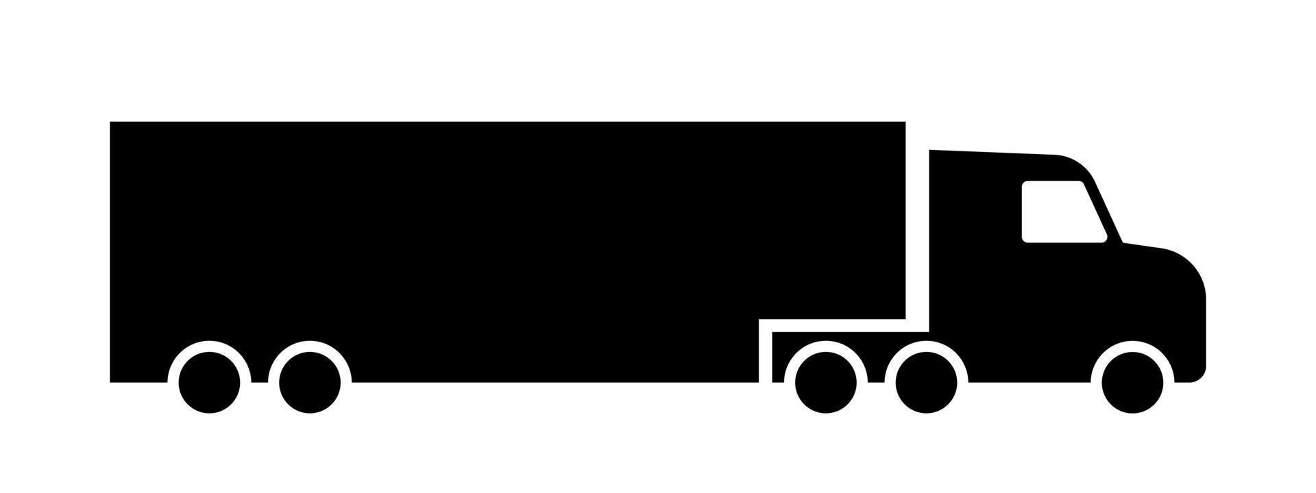 Long haul truck icon. Transport vehicle for delivery of goods across country and intercontinental transport with heavy containers and vector load.