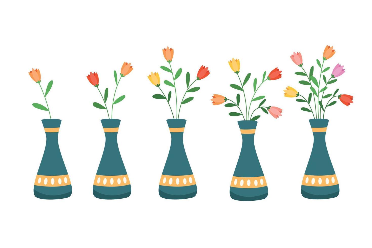 Set of flower vase cartoon vector