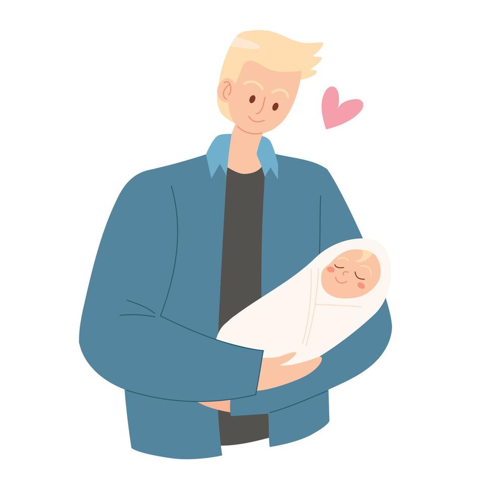 Man holding baby cartoon vector