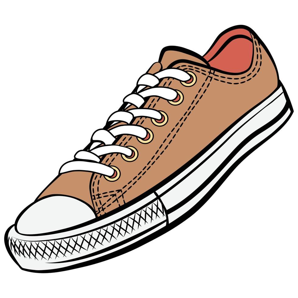 Vector illustration of a shoe in caramel color and white background